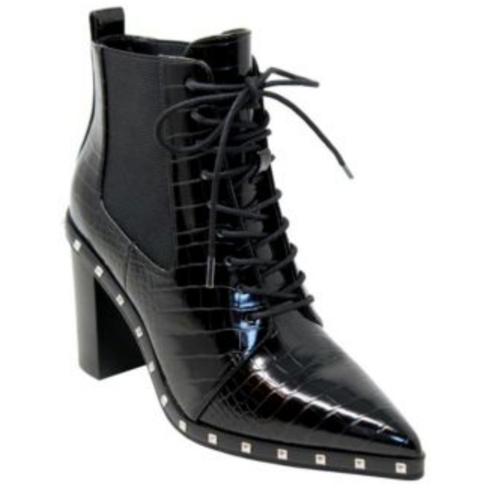 Black Studded Ankle Boots Debate Chunky Heel